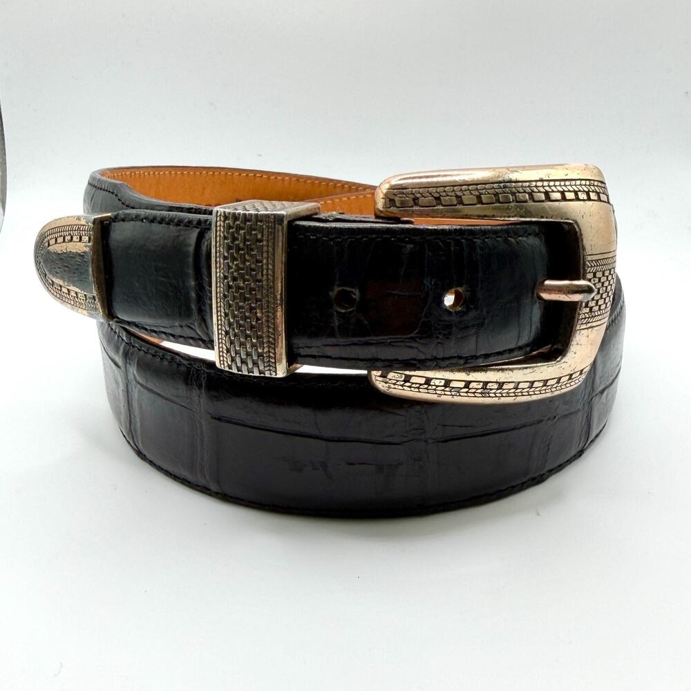 Vintage 90s Brighton Onyx Black Leather Belt